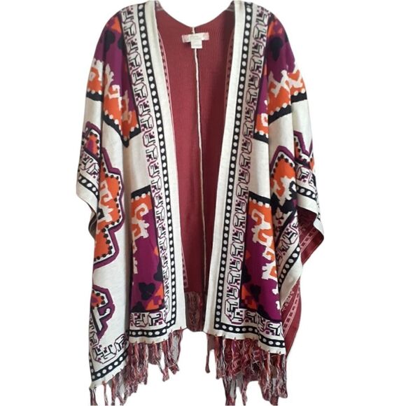 Flying Tomato Wrap Ruana Poncho One Size Open Front and Sides Cream - Picture 1 of 6